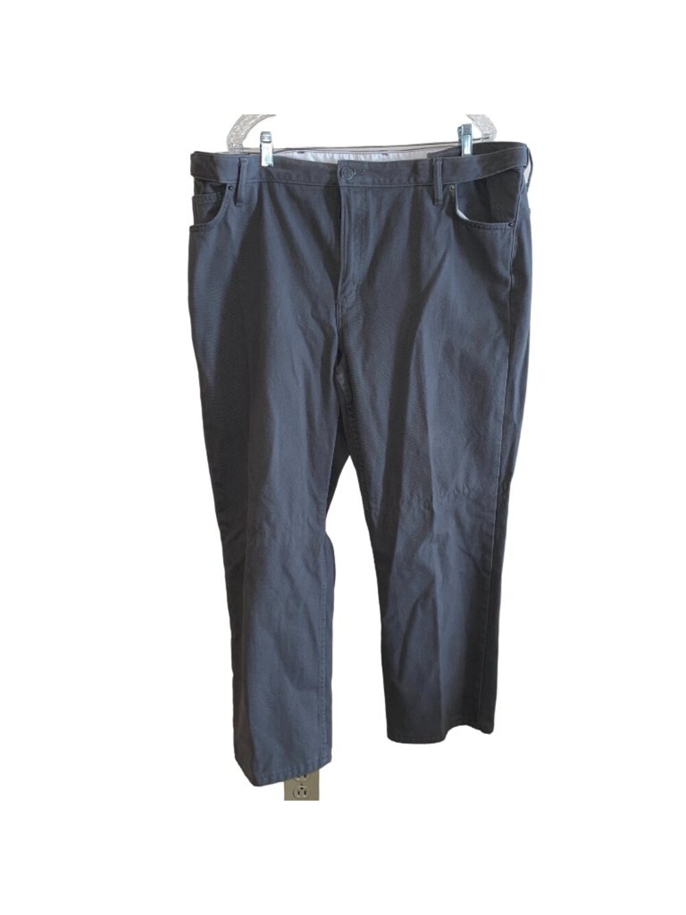 Lands End Mens Gray Traditional Fit Pants Size 42 Elastic Waistband
